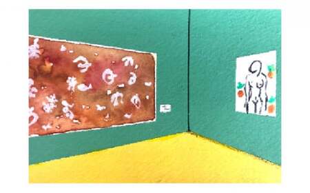 花房紗也香 ドローイング作品 （額付き） 奈義在住アーティスト 絵画 アート インテリア 壁掛け おしゃれ