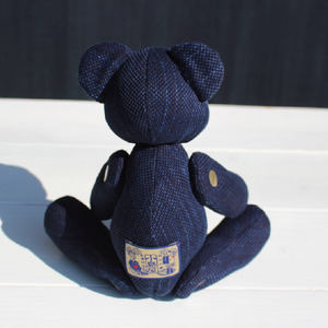 ぬいぐるみ くま ハンドメイド 子供 おもちゃ 手作り 癒やし 可愛い シンプル インテリア ギフト プレゼント 出産祝い クリスマス 誕生日 玩具 武州正藍染 剣道刺子織 小島染織工業 埼玉県 羽生市