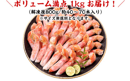 ボイルずわいがに 爪下棒肉 ポーション 1kg（40～70本入り）[024-b029]