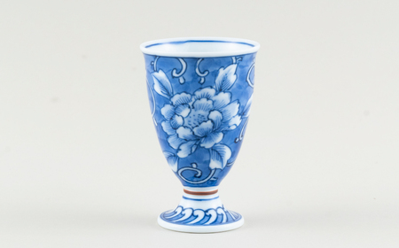 〈啓祥窯〉牡丹絵ワイングラス