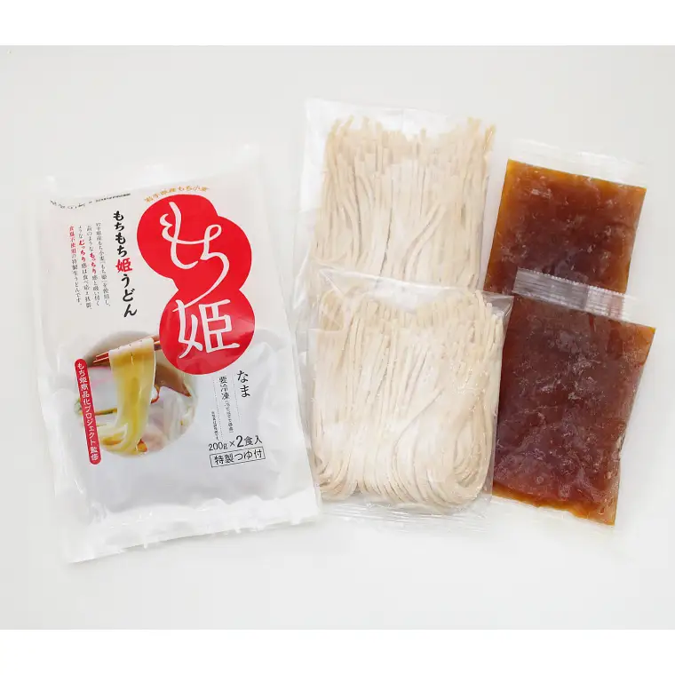 紫波町産 もちもち姫うどん (２食入×３袋) | 時短レシピ お手軽 冷凍 もちもち うどん もち姫 紫波町 安全・安心 自慢 (AI012)