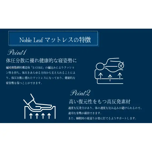 「Noble Leaf マットレス 三つ折りタイプ」シングル 寝具 マットレス 三つ折 折りたたみ クール 快眠 安眠 洗える 通気性 反発力 姿勢 復元性 寝返り サポート 蒸れない 温度 湿度 快適 睡眠 清潔 中材 カバー 簡単 収納 便利 シングル
