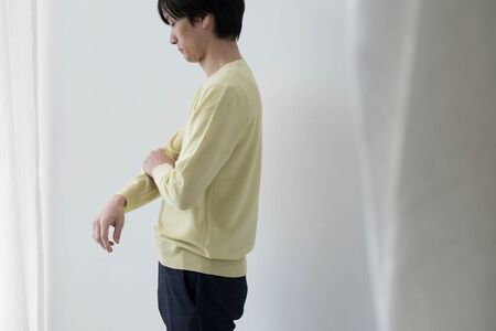 カシミヤ ニット セーター度詰 カシミヤ （L.イエロー）男性用サイズ:M(42)≪白田のカシミヤ≫ 