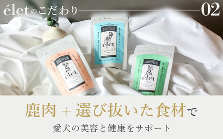 福井県産天然鹿使用の美容健康 ドッグフード e'let アンチエイジング 6個 【ジビエ 鹿肉 シカ 健康 犬 小型犬 中型犬 大型犬 ペット フード エサ 厳選】 [A-20002]