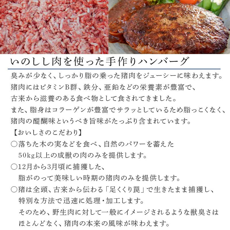手作りいのししハンバーグ 120g×8個(合計960g) 冷凍 ハンバーグ ギフト お弁当 ジビエ 猪 イノシシ