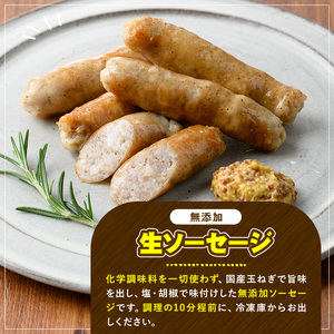 【寄附額改定】＜訳あり・業務用＞無添加生ソーセージ(計2kg・1kg×2P) ソーセージ 肉 豚肉 鶏肉 惣菜 おかず お弁当 おつまみ 訳アリ 簡易包装 国産 冷凍 勝負めし【102000901】【サンセイ　安心院ソーセージ】