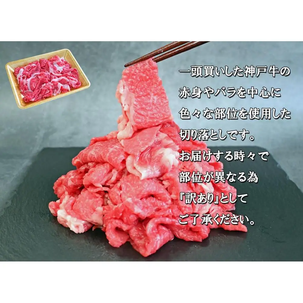一頭買い 神戸牛 訳あり 切り落とし1kg（500g×2パック）【神戸キングミート】