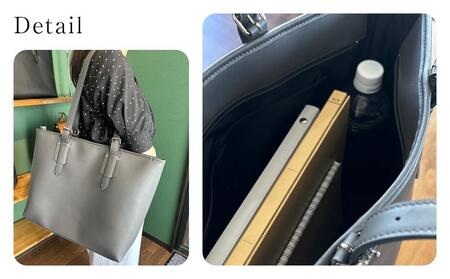 本革 メンズ 肩掛けトートバッグ(カラー：グレー)