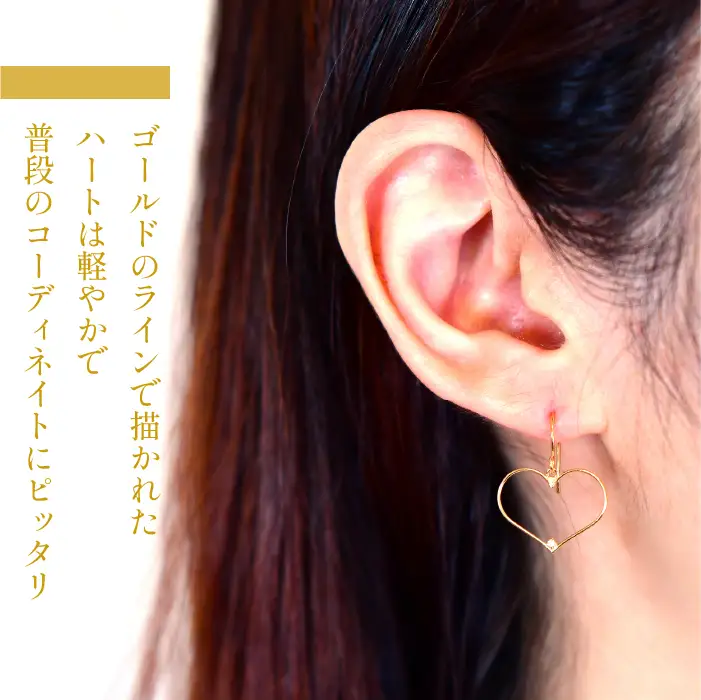 K10　イエローゴールド　ハート　ピアス①　管理番号686611 218-177
