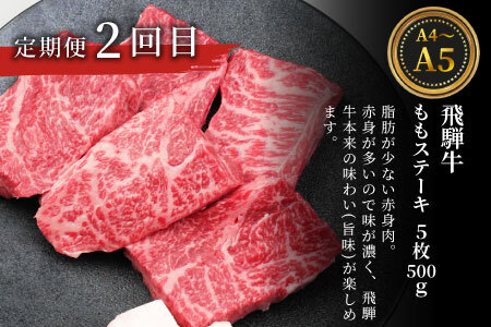 飛騨牛 ステーキ定期便 全3回 計約1.5kg A5 A4 ステーキソース リブロースステーキ ももステーキ サーロインステーキ リブロース モモ サーロイン ステーキ 牛 冷凍 和牛 牛肉 にく お肉 肉 東白川村 岐阜 飛騨 霜降り 赤身 肉のひぐち