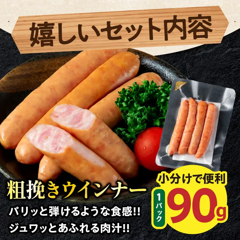 粗挽き ウインナー 90g×4パック ポークハンバーグ 100g×8個 お試しセット_BA94-25