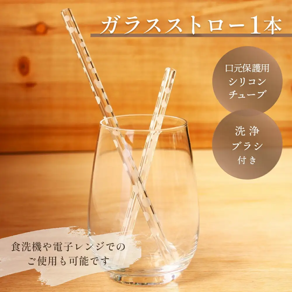 ガラスストロー 20cm「ドット」 iriser ｜ 耐熱ストロー