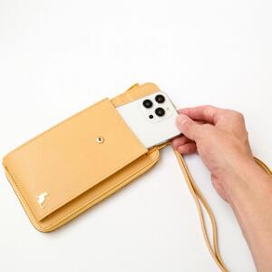 お財布ショルダー スマホショルダー スマホポーチ 猫 スマホポシェット 【イエロー】