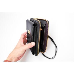 お財布ショルダー スマホショルダー スマホポーチ 猫 スマホポシェット 【ブラック】