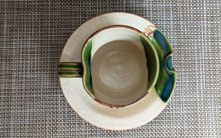 【瀬戸焼】織部アメリカン碗皿 【愛窯工芸社】 / カップ ソーサー ティーカップ 茶器 食器 和食器 / 瀬戸市 [BBAW007]