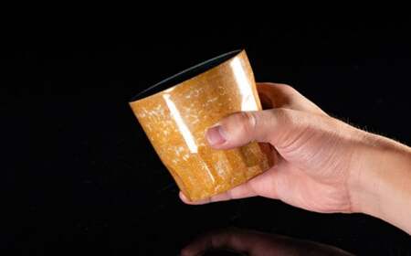 【世界でグランプリ受賞】有田焼 大理石のような質感 ロックカップ 麟 Lin Marble Old Amber 1個【金照堂】ロックグラス ウイスキーグラス 焼酎グラス 酒器 アンバー オレンジ 黄色 ギフト A45-370