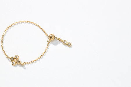 【K18】0.03ct ダイヤモンドチェーンリング/No.106