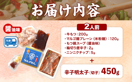 もつ鍋 ＆ 辛子明太子セット 2人前 醤油味 株式会社マル五《30日以内に順次出荷(土日祝除く)》福岡県 明太子 鍋 なべ 鍋セット