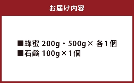 【数量限定】日本蜜蜂百花蜜 はちみつ (200g・500g×各1個) ・ 石けん (100g×1個) セット ハチミツ 詰め合わせ ／ 幻の蜂蜜 百花蜜 蜂蜜 ハニー 石鹸 国産 長崎県 長崎市