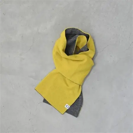 【 OTA KNIT 】TRAVEL SCARF トラベルマフラー(無地 イエロー× グレー)_装飾品・工芸品 マフラー・手袋 服飾小物 _【1533378】