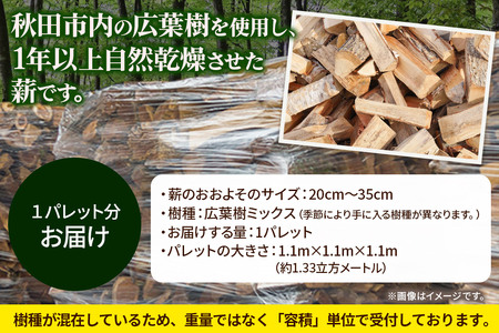秋田市産 訳あり 薪 （広葉樹） 1パレット