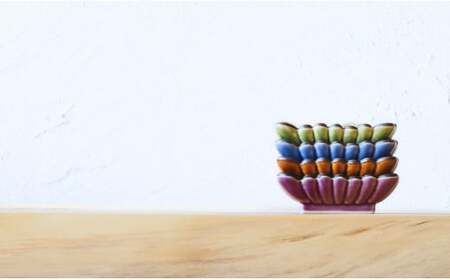 有田焼 菊形角小皿 4色セット（ルリ釉・飴釉・織部釉・紫釉）【福泉窯 x ARITAYAKI-STORE】食器 器 うつわ 皿 和食器 ギフト 手仕事 A24-108