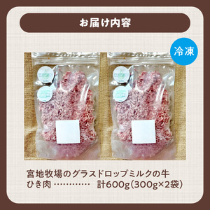 宮地牧場のグラスドロップミルクの牛 ひき肉 300g×2 600g【宮地牧場 グラスドロップミルク ビーフ 赤身 牛肉 ひき肉 麻婆豆腐 ミートローフ キーマカレー ハンバーグ おかず 小分け ジッパー付き 便利 牧草だけを食べて育った牛 贈り物 お取り寄せ ギフト お中元 お歳暮 のし 熨斗 北海道 清水町】_S018-0009