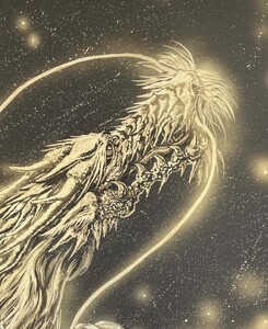 現代水墨画家 絵師白道「金銀昇龍」｜絵画 アート インテリア 手描き 一筆 龍 日本画 現代アート ハンドメイド作品 水墨画 かっこいい 作品 縁起 風水 芸術