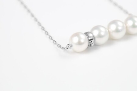 【プラチナ】9.0mm アコヤ真珠ネックレス【便利機能付き】/No.117