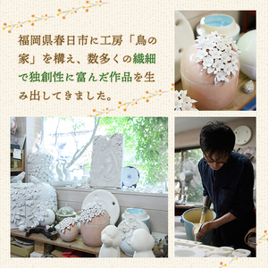 春日キャンドル なみ・琥珀(1点) キャンドル 鳥の家 勿忘草 アロマ ロウ 大豆ワックス 磁器 オブジェ 英一郎製磁 器 インテリア【ksg1536-B】【ブルーグライダー】