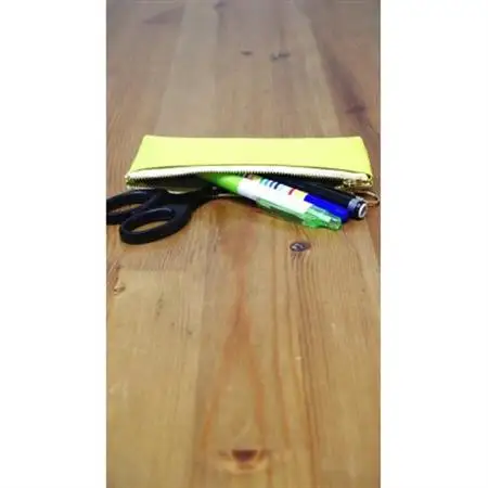 牛革(白なめし革)　イエロー　ペンケース【1557029】