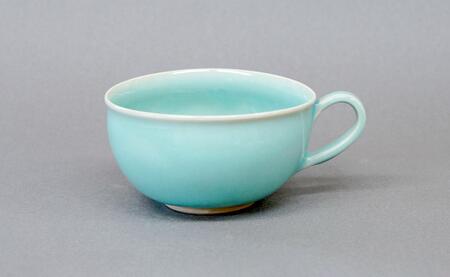 有田焼 翡翠スープ碗 2個セット【梶原大敬 茂正工房】器 うつわ 食器 スープカップ 2個 ペア セット 青磁 翡翠 青 作家 手仕事 ろくろ たっぷり スープ 電子レンジ対応 A50-263