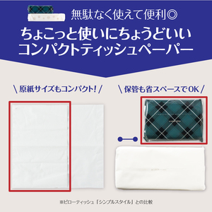 コンパクト 2/3サイズ ソフトパック ティッシュ ペーパー スマートシュシュ 150W10P おしゃれ チェック柄 持ち運び 車内用 室内用 ちょうどいい 分別不要 省資源 安心 日本製 100％パルプ 日用品 生活用品 防災 備蓄 富士市 [sf002-342]