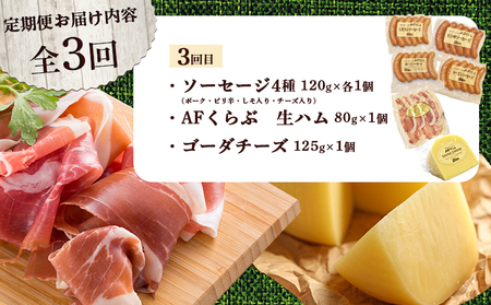 【定期便：全3回】 チーズ・ハム・ソーセージ 北海道 AFくらぶ 8種よくばりセット【1701301】