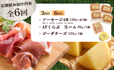 【定期便：全6回】 チーズ・ハム・ソーセージ 北海道 AFくらぶ 8種よくばりセット【1701401】