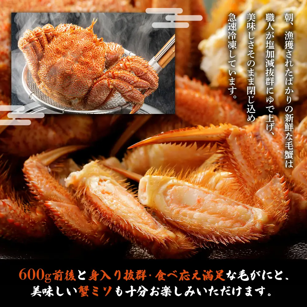 【北海道雄武町産】毛がに（冷凍）(600g前後×1)【1240702】