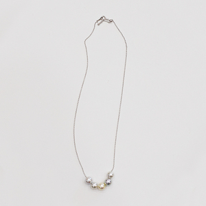S101-369_あこや真珠 ナチュラルカラー 8.5mm - 9mm 5粒 スルーネックレス ネックレス マルチカラー SV925 シルバー925 あずきチェーン 真珠 ミラーボール【C:なし】