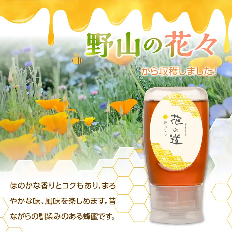 国産純粋蜂蜜 野山みつ 280g 非加熱 はちみつ ハチミツ 生はちみつ ローハニー オススメ 贈答 贈り物 プレゼント 八女市 183-024