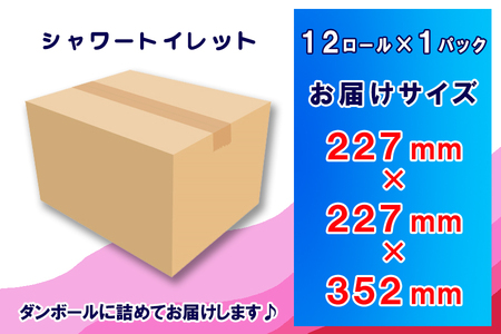 定期便 【全12回】 毎月お届け トイレットペーパー ダブル シャワートイレット 12R×1P(12個) シャワートイレ エンボス加工 日用品 エコ 防災 備蓄 消耗品 生活雑貨 生活用品 紙 ペーパー 生活必需品 再生紙 富士市 [sf077-120]
