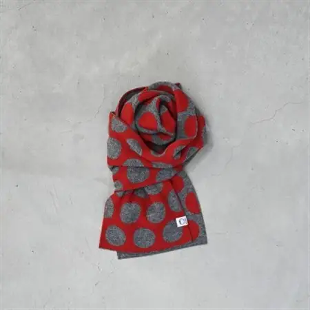 【 OTA KNIT 】TRAVEL SCARF トラベルマフラー(dot レッド × グレー)_装飾品・工芸品 マフラー・手袋 服飾小物 _【1568546】