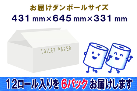 定期便 【全2回】 6ヶ月に1回お届け 長巻きロール トイレットペーパー 12R×6P(72個) シングル 大容量 日用品 長持ち エコ 防災 備蓄 消耗品 生活雑貨 生活用品 紙 ペーパー 生活必需品 長巻き 再生紙 富士市 [sf077-113]