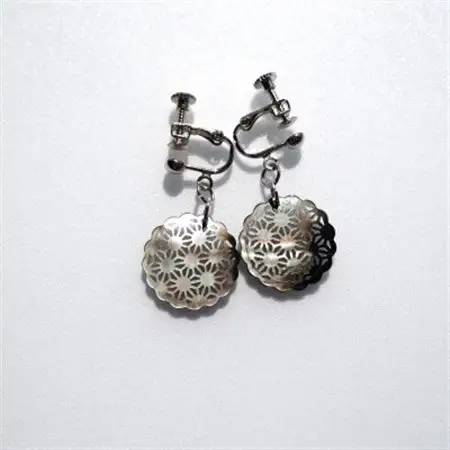 黒蝶貝のレース彫刻「麻」イヤリング_装飾品・工芸品 ピアス・イヤリング アクセサリー _【1237886】