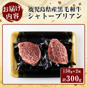 K-328 鹿児島県産黒毛和牛 シャトーブリアン(計300g・150g×2枚)【ビーフ倉薗】霧島市 牛肉 ステーキ ステーキ肉 ヒレ フィレ 赤身 国産 鹿児島県産 黒毛和牛 肉 精肉 牛