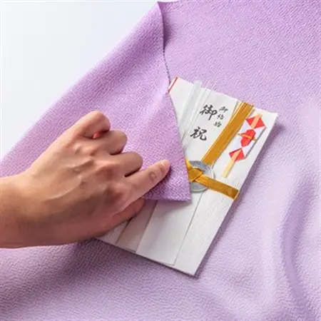 正絹ちりめん友禅ふくさ ぼかし 浅紫(藤色)_雑貨   _【1568019】