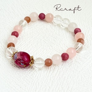 薔薇のモチーフ×天然石ブレスレット [1458]