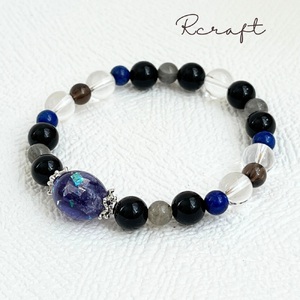 りんどうのモチーフ×天然石ブレスレット [1461]