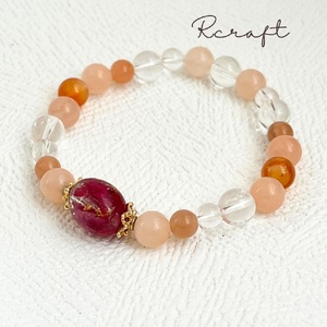 もみじのモチーフ×天然石ブレスレット [1462]