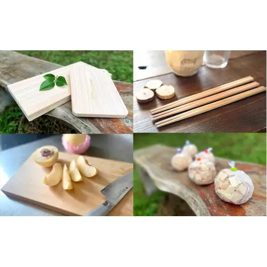 栃木県産ひのき「一枚板 ミニまな板」「六角箸」「チップボール」3点セット｜ひのき 檜 ヒノキ 一枚板 キッチン用品 台所用品 天然素材 天然木 国産 木工品 まな板 お箸 箸 キッチン アロマ リラックス 