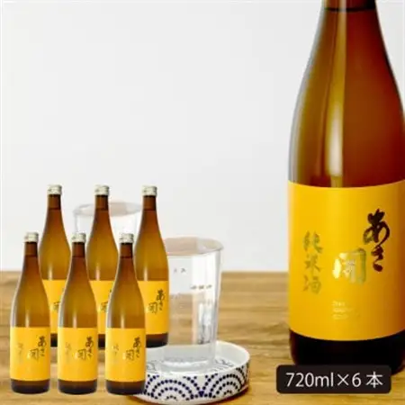 ★あさ開★純米酒 黄ラベル　720ml×6本_酒・アルコール  日本酒 sake サケ_【1563548】