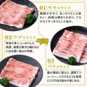 【W05008】鹿児島県産豚バラ モモ ウデ しゃぶしゃぶセット(合計約1.2kg) ぽん酢付き 鹿児島  豚肉 ポーク バラ ウデ モモ しゃぶしゃぶ 生姜焼き 焼肉 バラエティ セット ゆずポン ポン酢 【大将食品】